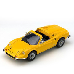 SCALA: 1:18 – HOT WHEELS – MOD.: FERRARI DINO 246 GTS CONVERTIBLE – Colore: GIALLA